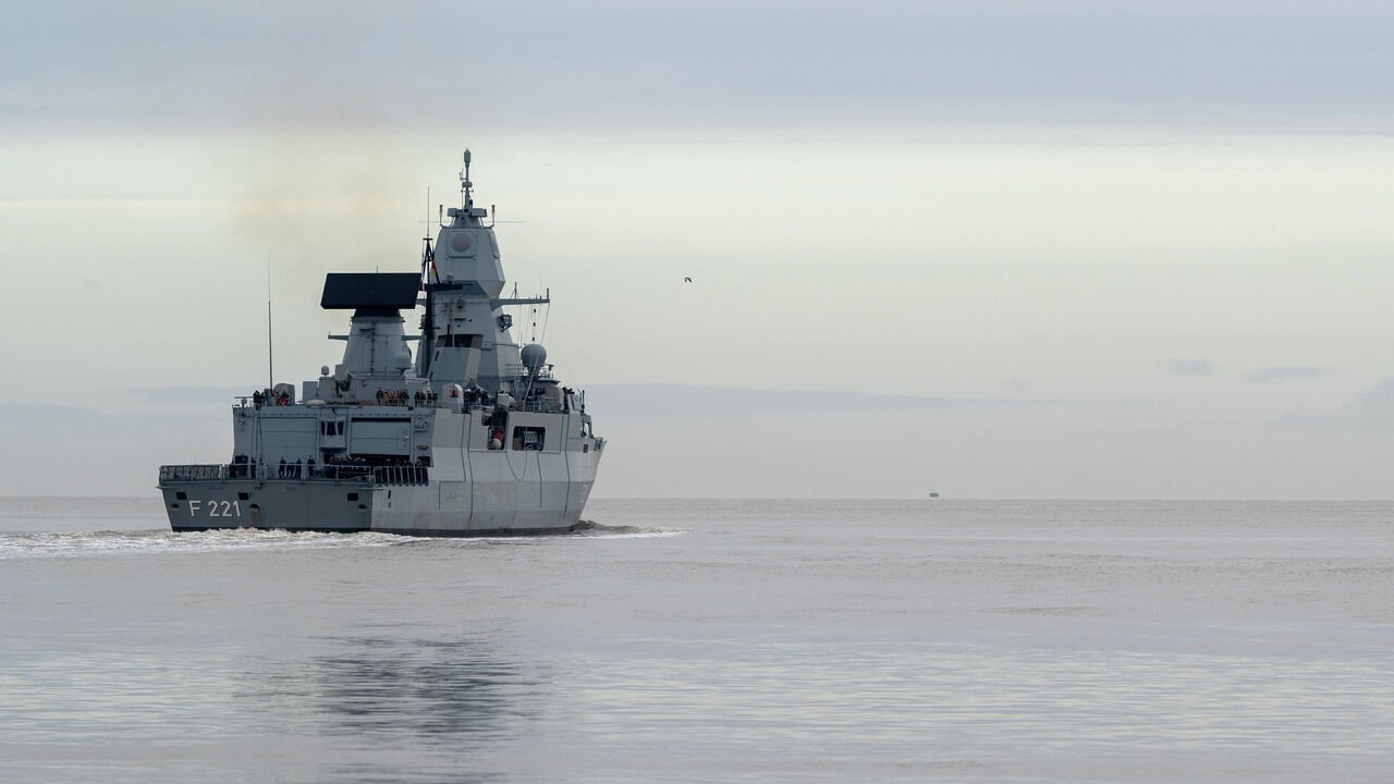 The German Navy frigate "Hessen" departs for deployment in the Red Sea.