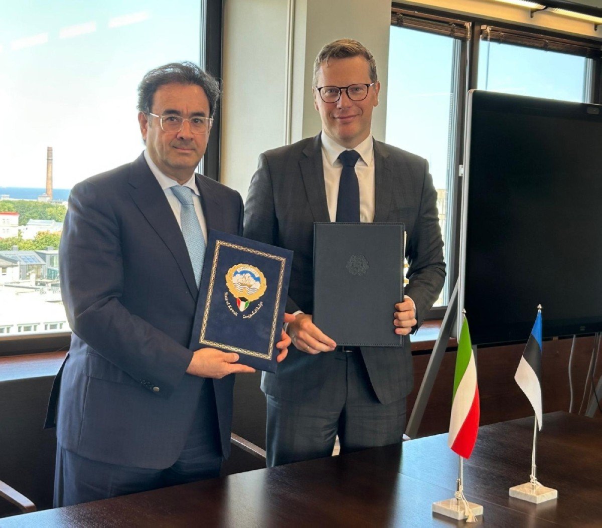 TALLINN: Kuwait’s Assistant Foreign Minister for European Affairs Sadiq Marafi and Estonia’s Undersecretary for Political Affairs Martin Roger are seen during their meeting. — KUNA