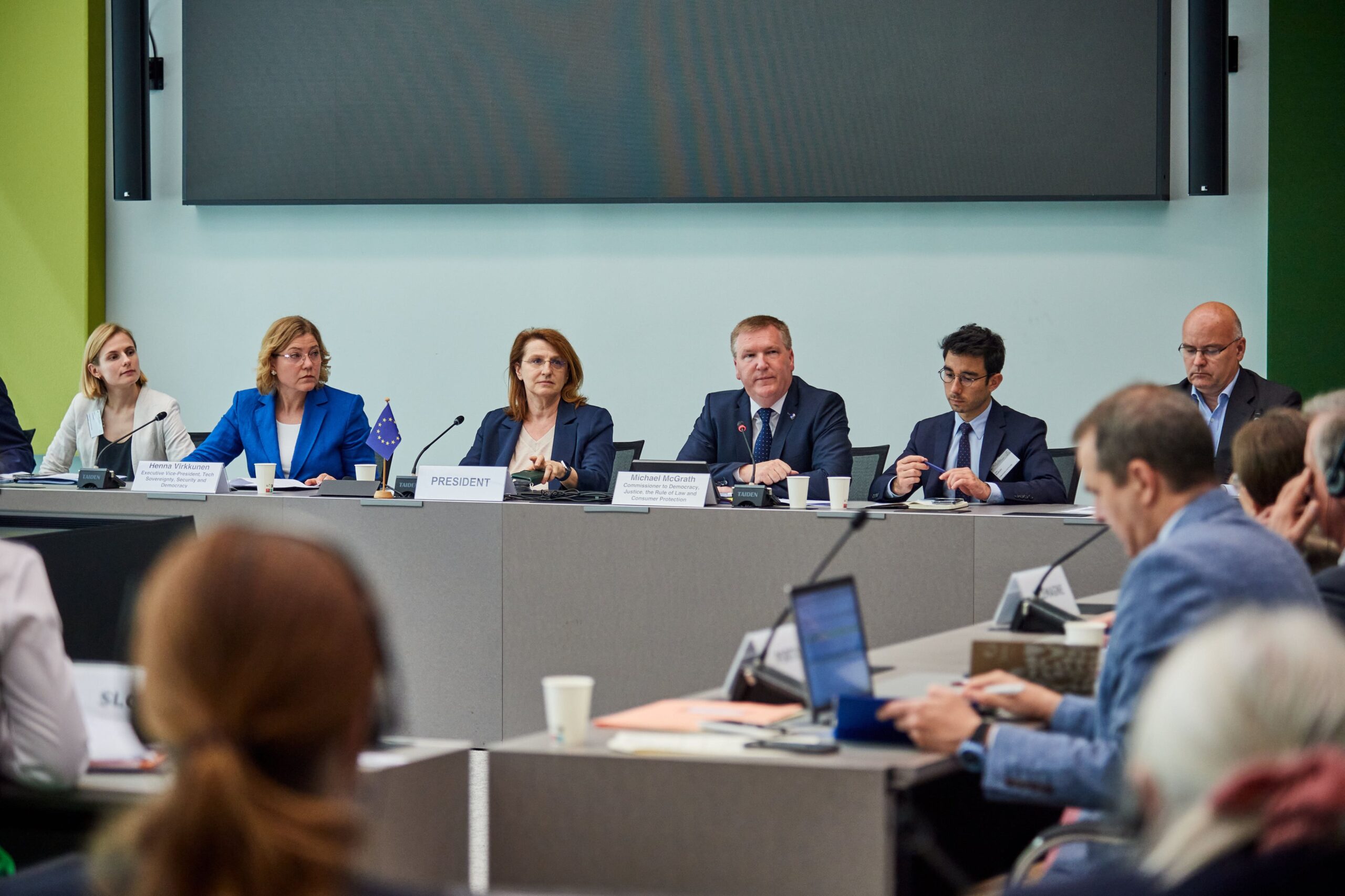 European Commission Executive Vice-President Henna Virkkunen and Commissioner Michael McGrath visit the Council of Europe
