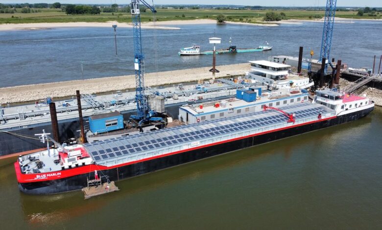 World’s first hybrid solar-powered inland shipping vessel starts work