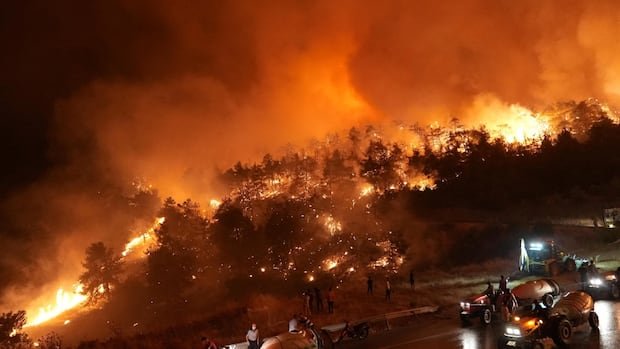 Wildfires scorch large swaths of southeast Europe and the Balkans