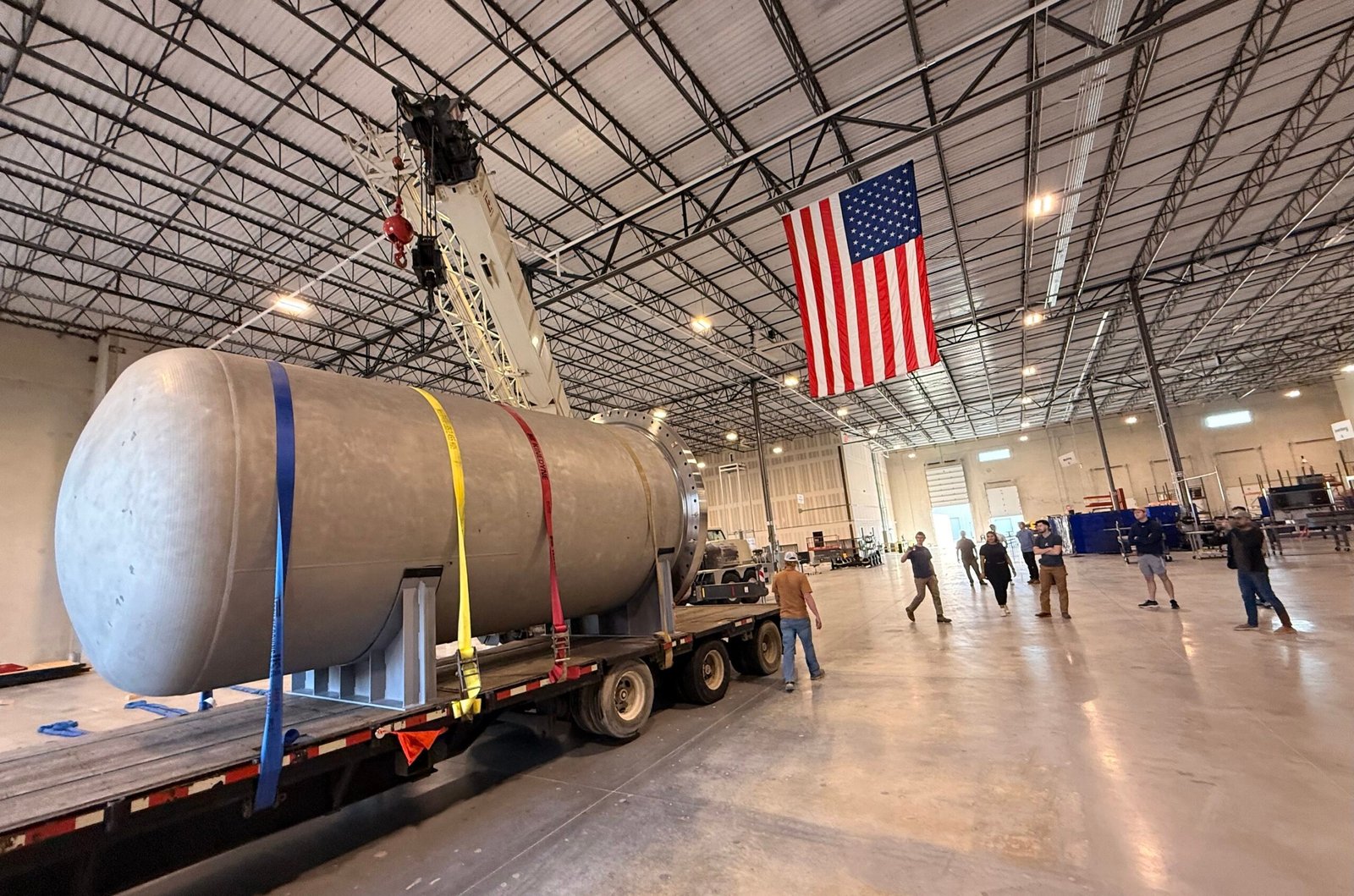 A reactor vessel arriving at an Aalo Atomics facility. The startup has been selected by the US department of energy for fast-tracked testing of its nuclear technology