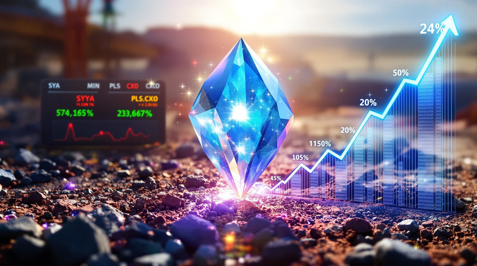 Futuristic lithium concept with rising graph.
