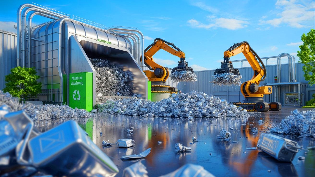 Illustration of Speira's innovative recycling facility utilizing advanced technologies and AI for enhanced sustainability and transparency.