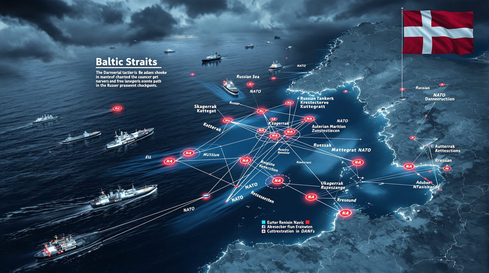 Map illustrating EU and NATO blocking Russian Baltic access.