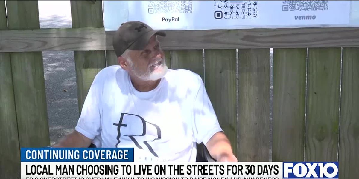 Man living ‘homeless on purpose’ continues raising money for local homeless shelter