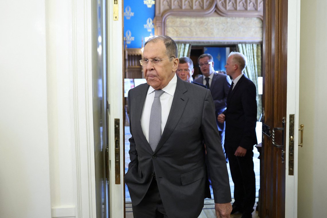 Russia's Foreign Minister Sergei Lavrov arrives for a signing ceremony of cooperation agreements between Nicaragua and Russian-controlled regions of Ukraine, in Moscow, Russia September 22, 2025. REUTERS/Evgenia Novozhenina/Pool