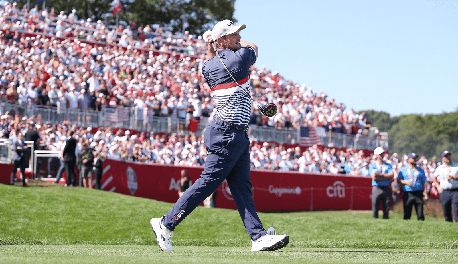 Bryson DeChambeau hits a driver off the tee