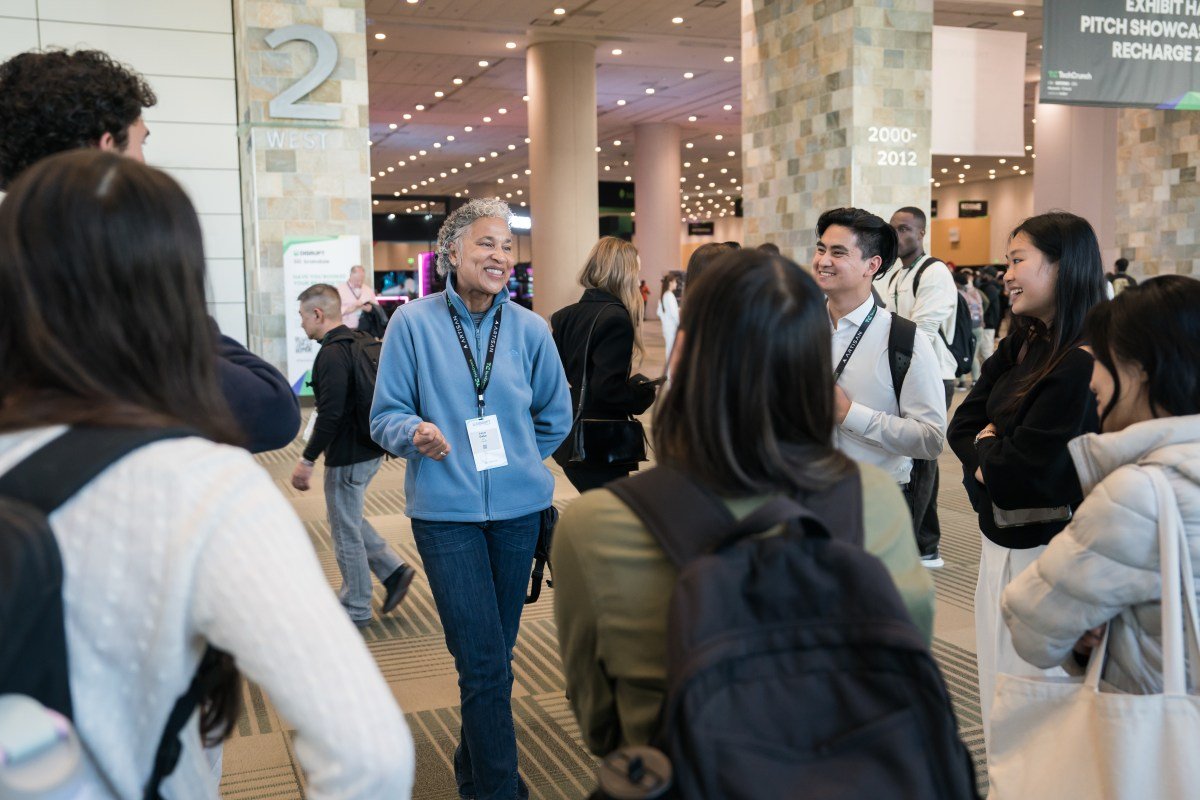A group discussion taking place at TechCrunch Disrupt 2025
