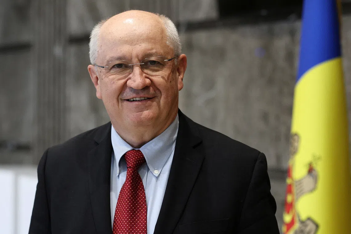 Alexandru Munteanu, nominee for the post of Moldova's Prime Minister, poses for a picture before a meeting with members of the media in Chisinau, Moldova, October 28, 2025. REUTERS/Vladislav Culiomza