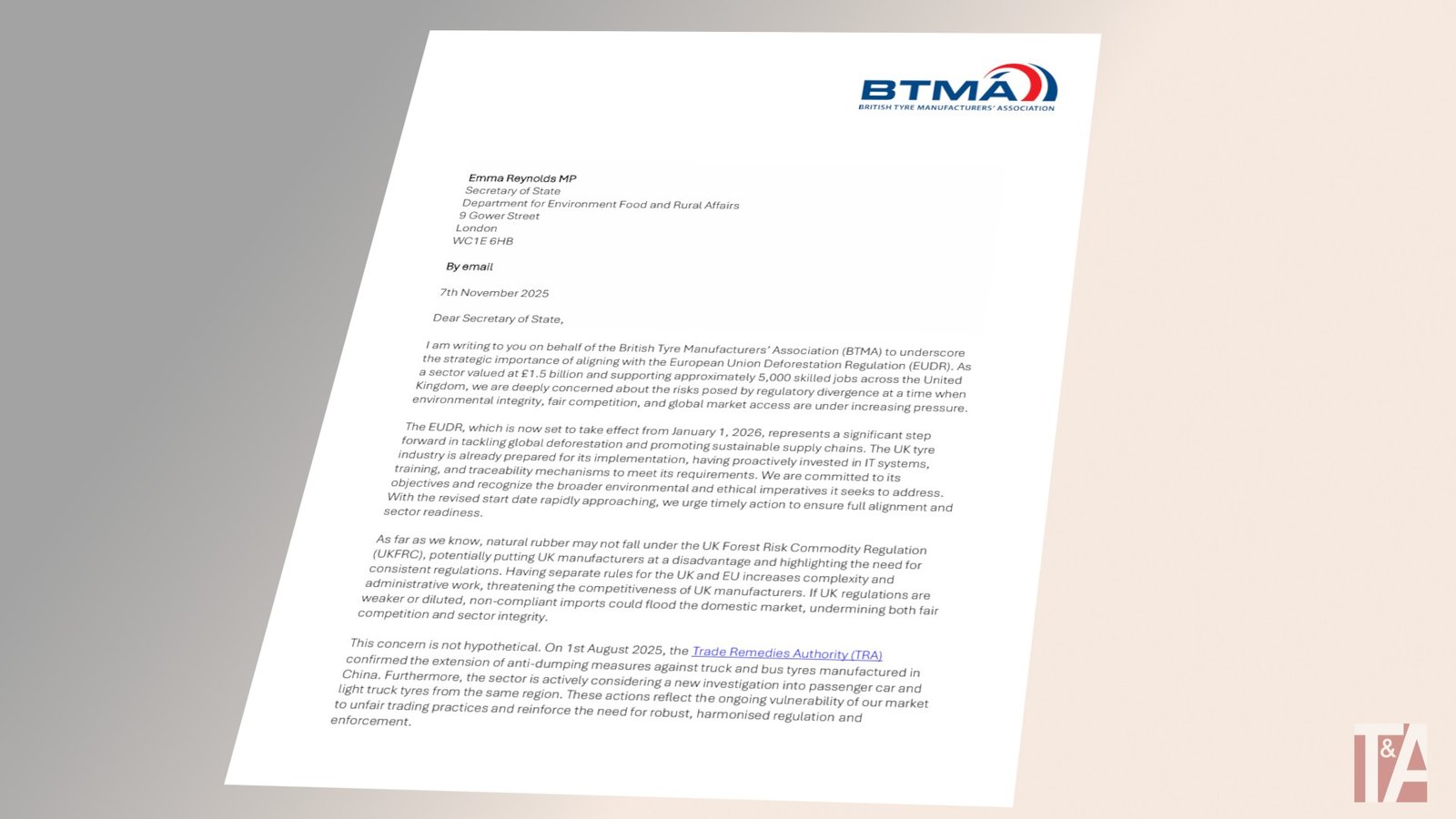 BTMA calls on UK government to align with Europe on EUDR