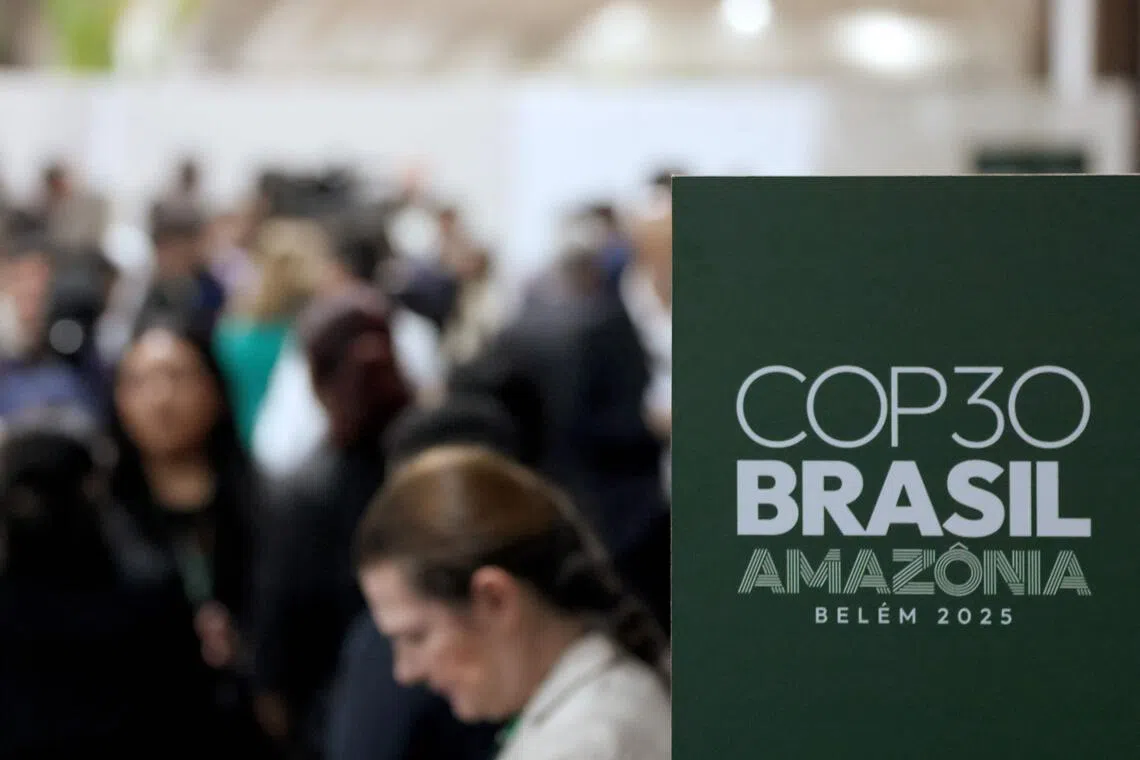 The logo of COP30 UN Climate Change Conference, in Belem, Para state, Brazil, taken on Nov 6.