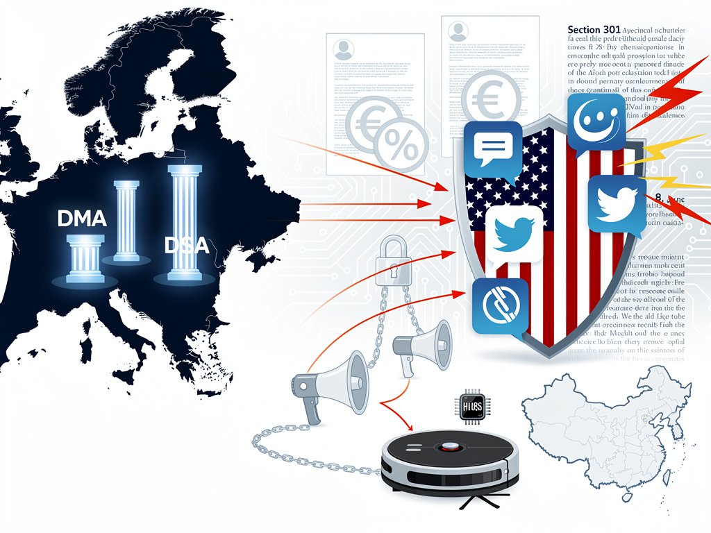 EU Fines U.S. Tech, Sparks Trump Trade War