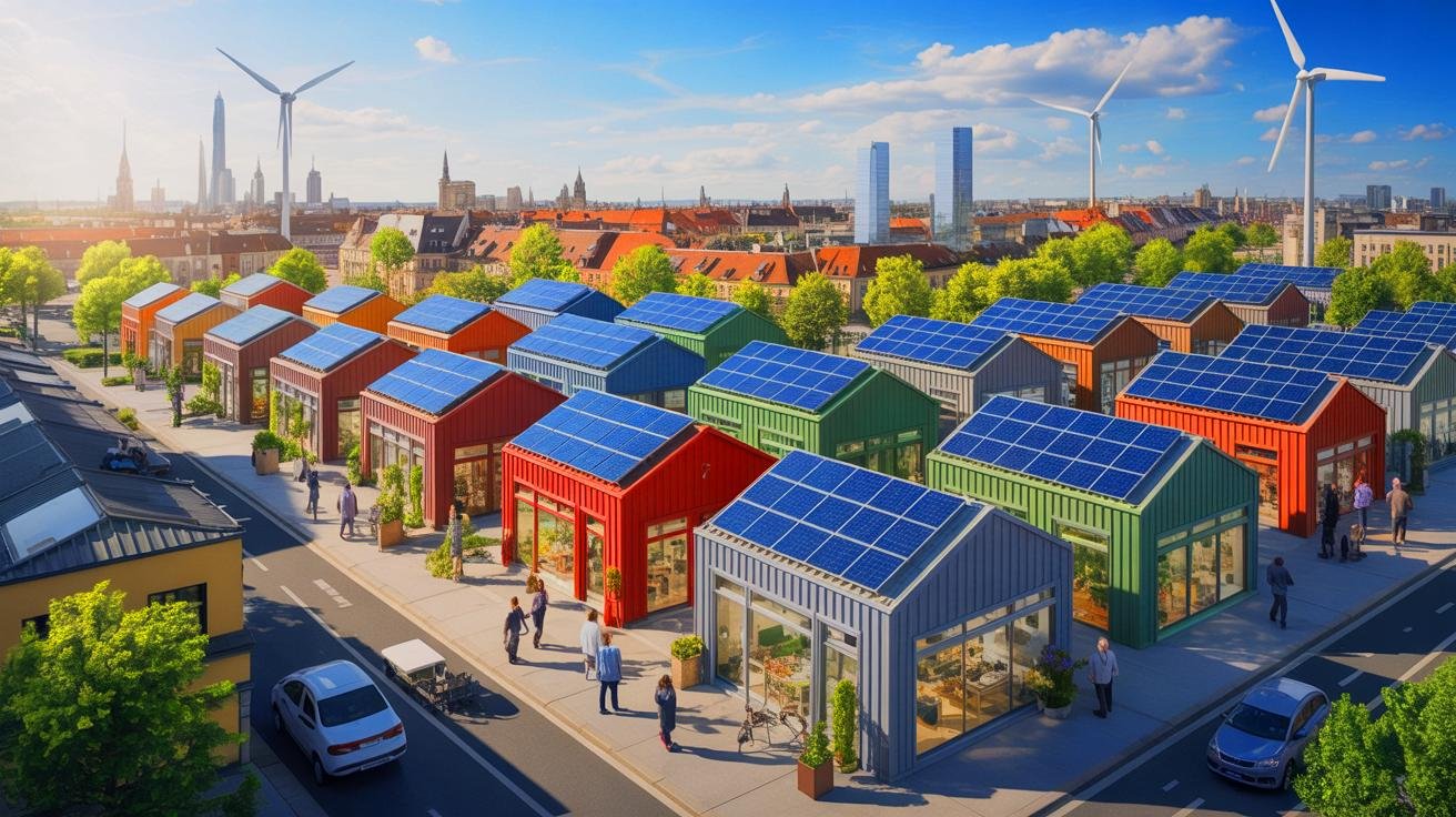 Illustration of small and medium-sized enterprises driving energy efficiency in the European Union.