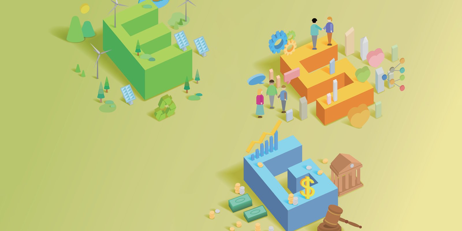 The letters E, S, and G.