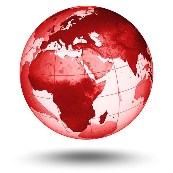illustration of red and white globe