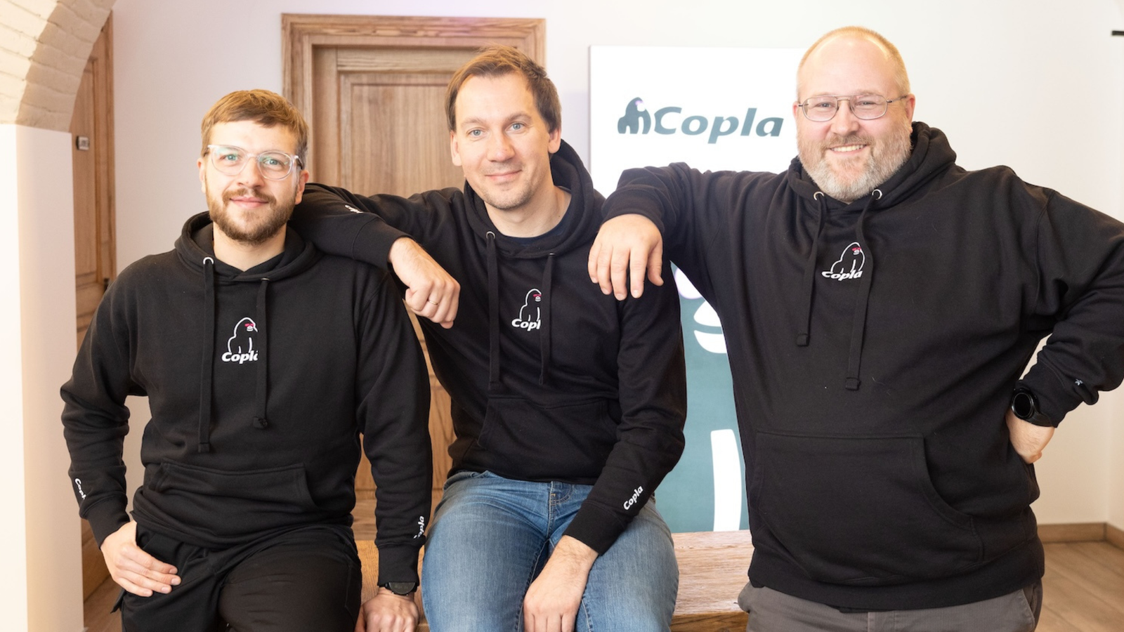 Gründungsteam von Copla: Nojus Bendoraitis (CLO), Aurimas Bakas (CEO) and Andrius Minkevičius (CTO). © Judita Gigelyté (Verslo žinios)