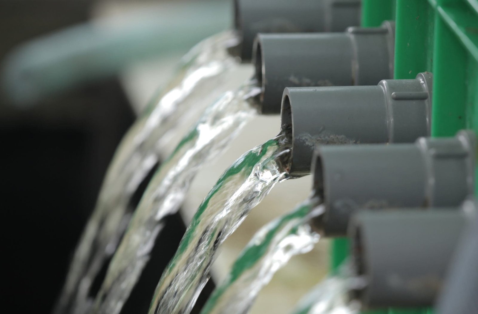 Water flows from a pipe