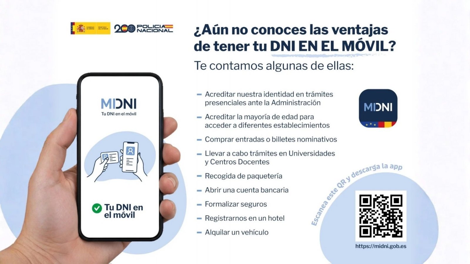 The digital ID card can be used from your mobile phone as legal identification throughout Spain