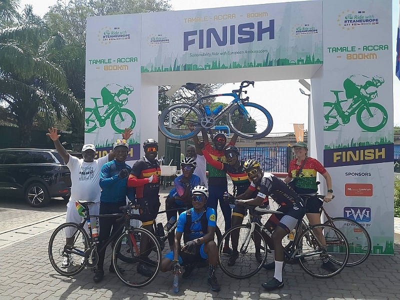 800km ride with Team Europe Tour ends in Accra, promotes sustainability and cycling culture