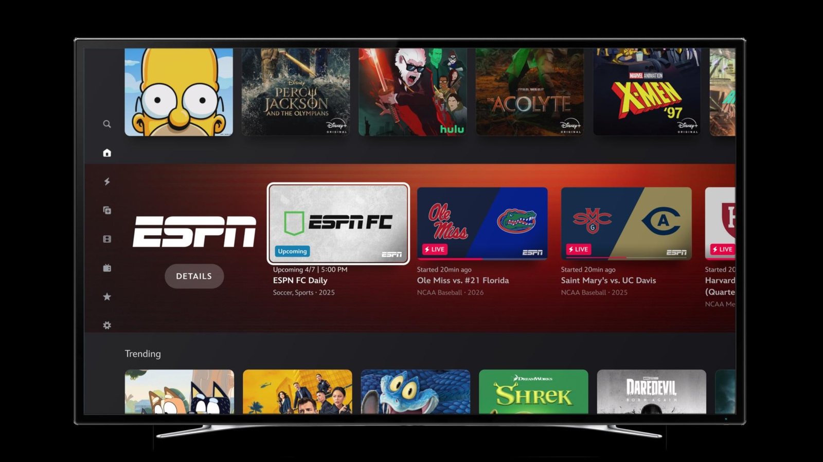ESPN on the Disney+ home screen.
