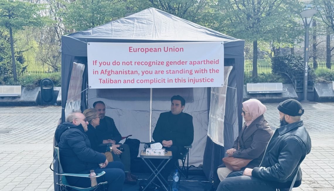 Ex-MP Baktash Siawash stages sit-in outside European parliament over women’s rights