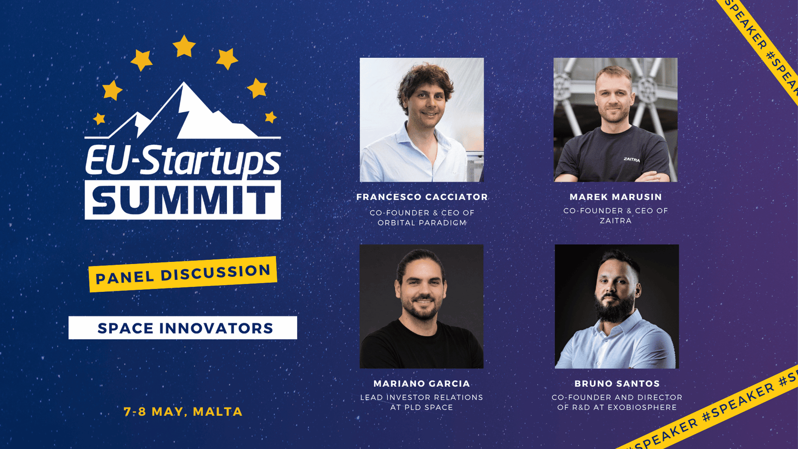 Meet the speakers joining the “Insights from European Space Innovators” panel at the EU-Startups Summit 2026!