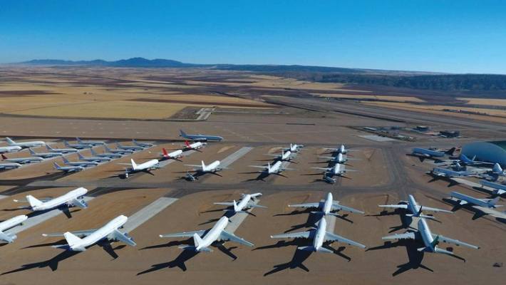 Planes on tarmacs in Europe.