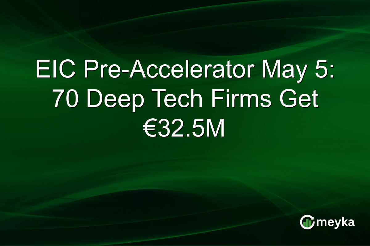 EIC Pre-Accelerator May 5: 70 Deep Tech Firms Get €32.5M