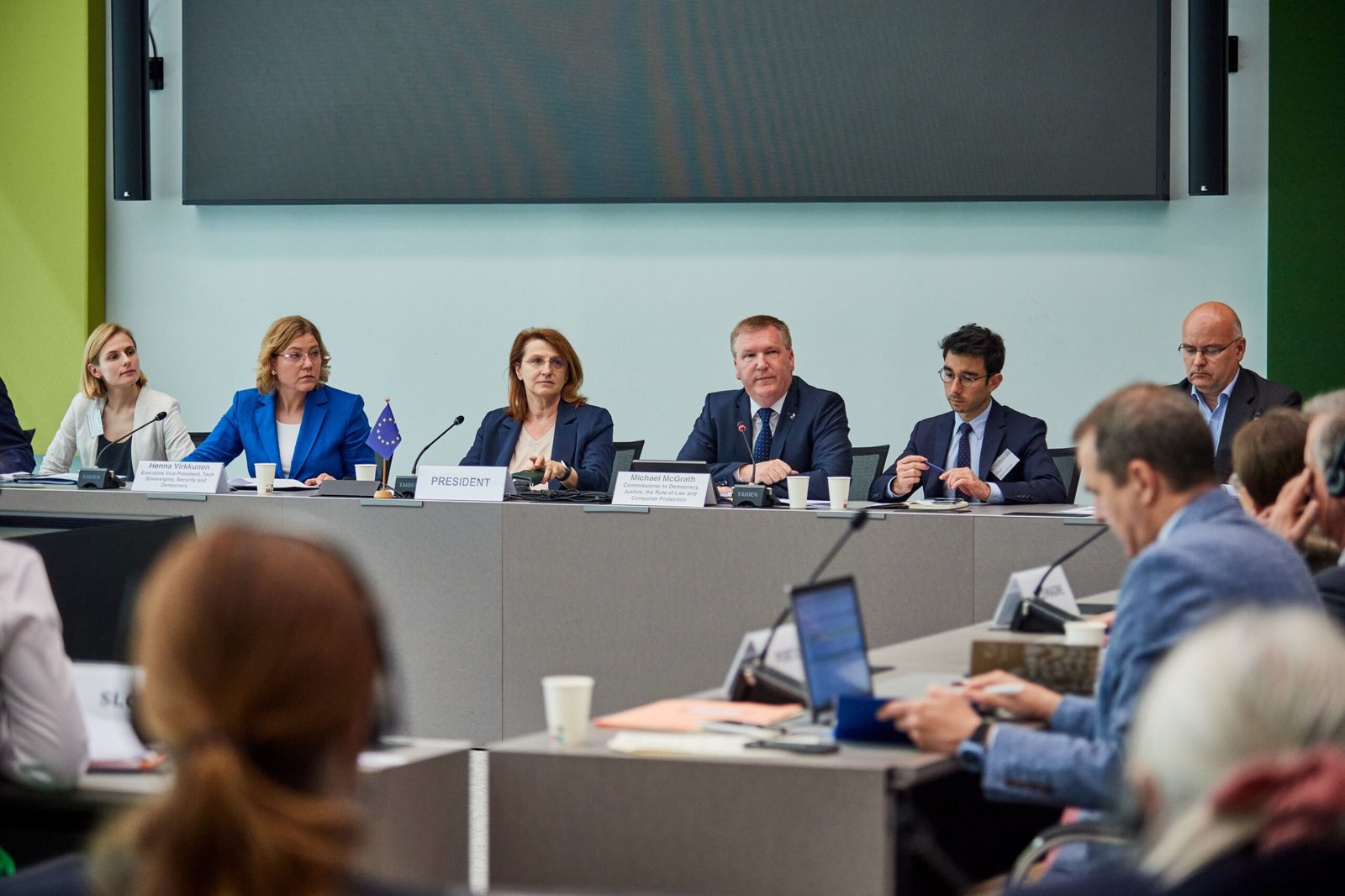 European Commission Executive Vice-President Henna Virkkunen and Commissioner Michael McGrath visit the Council of Europe