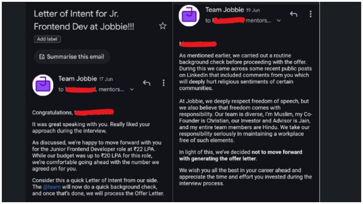 Rs 22 lakh job offer revoked over LinkedIn comments