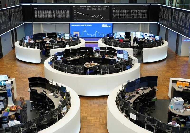European shares slip as auto stocks weigh, investors eye US-EU trade talks