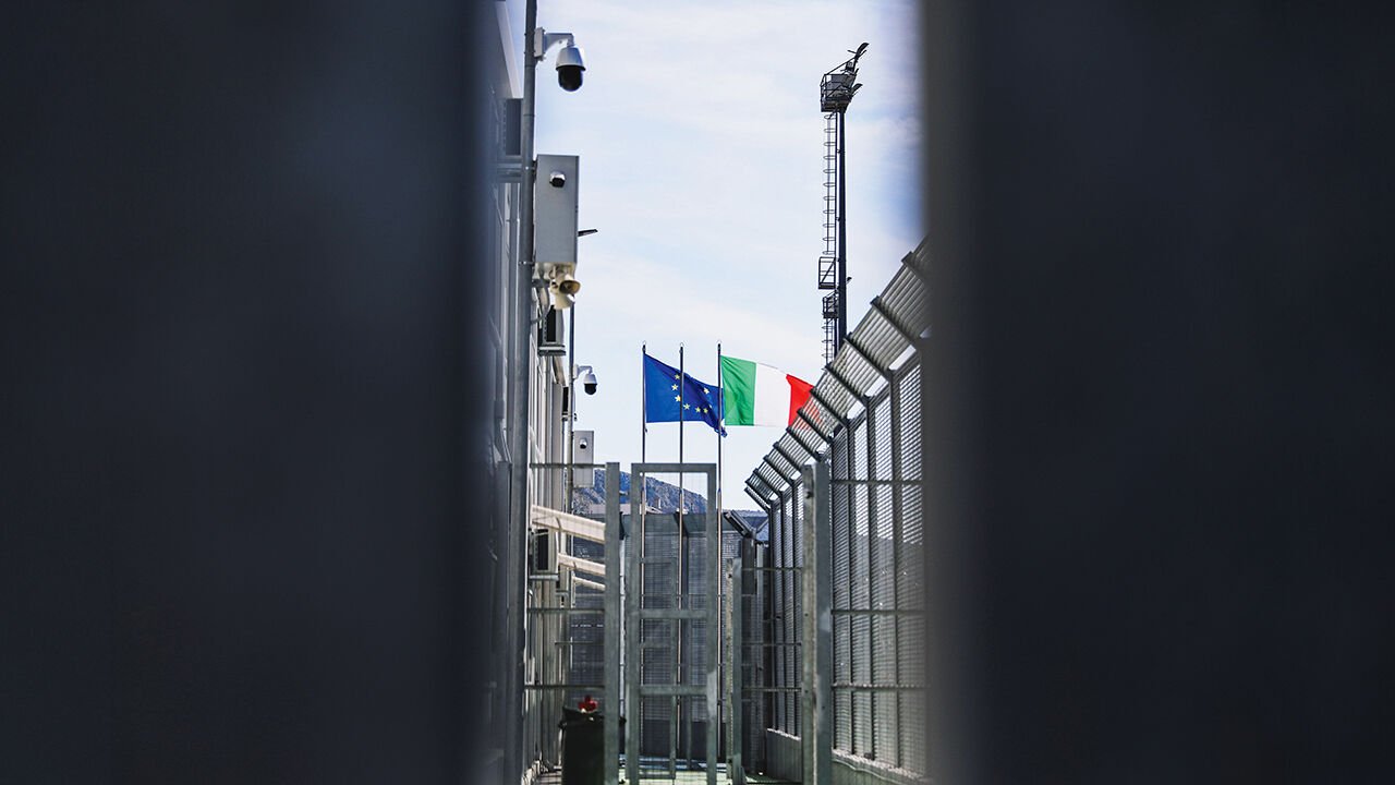 Shengjin migrant processing centre in Albania.