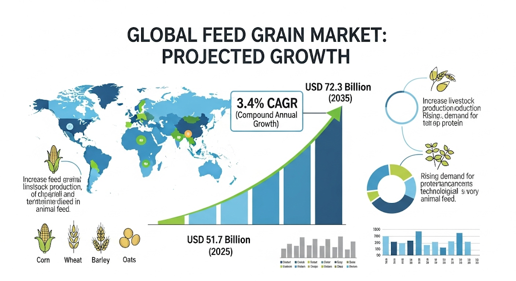 Feed Grain Market Rising to USD 72.3 Billion by 2035 Driven by Livestock Industry Growth and Protein Demand – FMIBlog