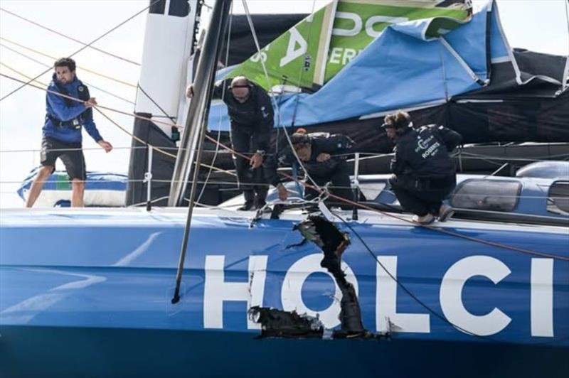 Collision at the start of the first leg in Kiel, Germany