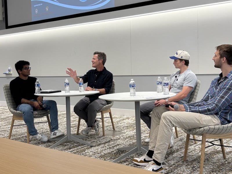 LineLeap co-founder, tech executive talk entrepreneurship, success at Morgridge Hall fireside chat