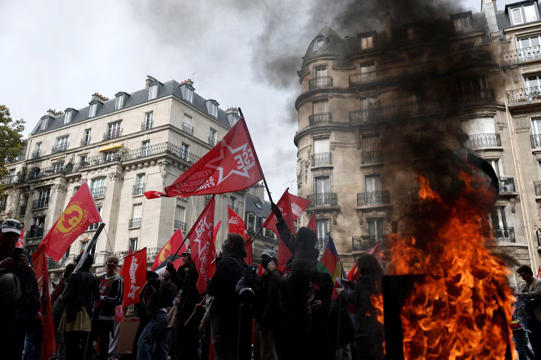 French Workers March Against Spending Cuts