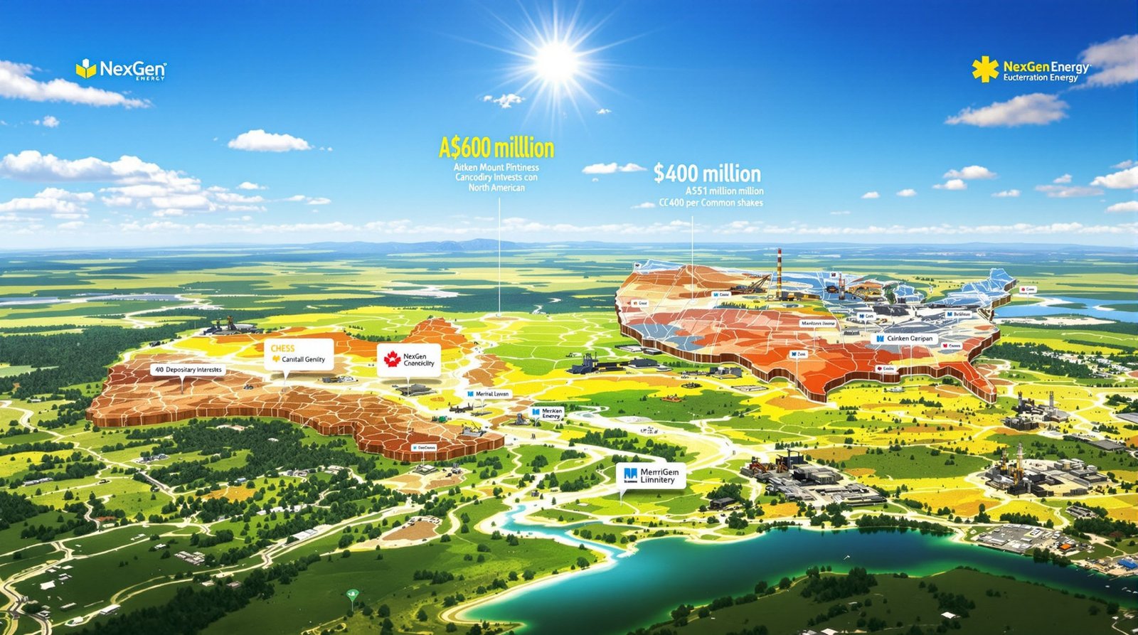 Aerial view illustrating NexGen Energy equity raising.