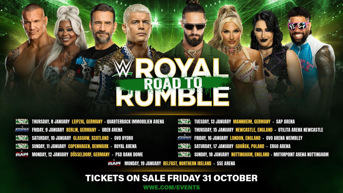 Tickets for Road to Royal Rumble Tour of Europe on sale Friday, Oct. 31