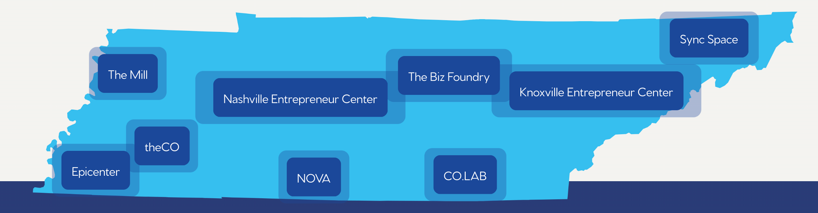 Picture of the state of Tennessee and its entrepreneur hubs