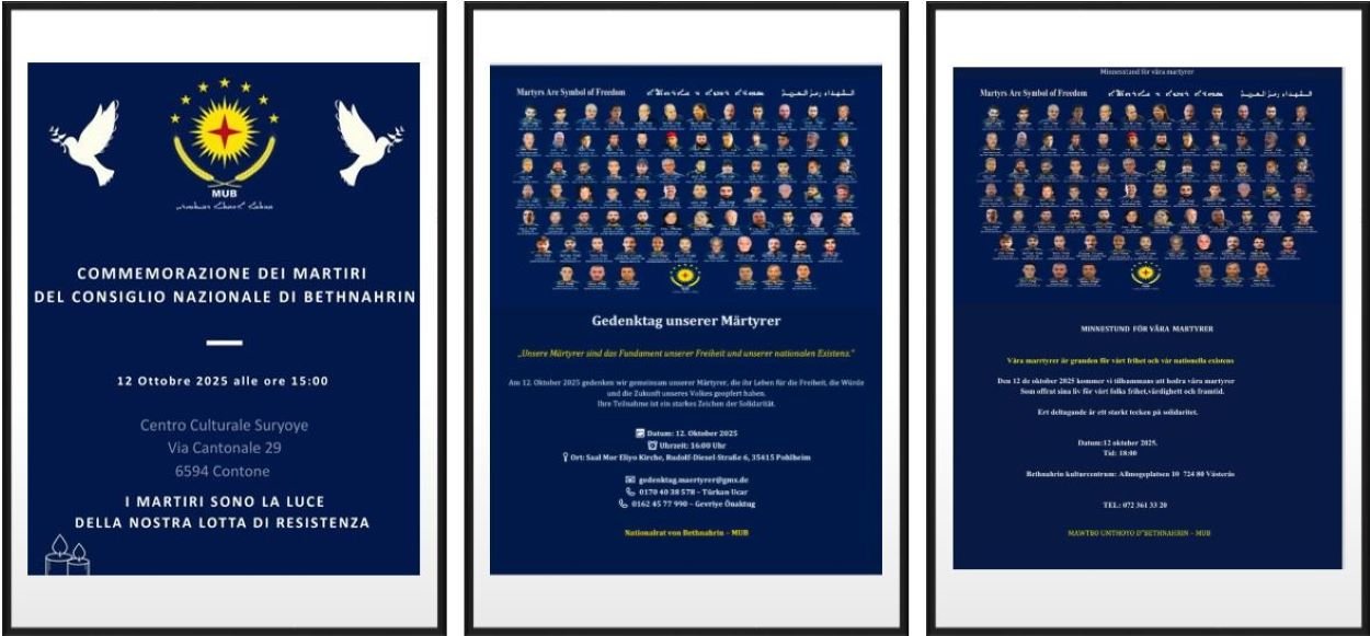 Institutions of the Bethnahrin National Council in Europe hold commemorative meetings for their martyrs