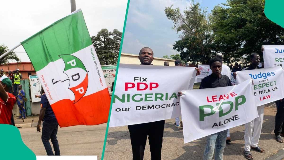 Just In: PDP Faction Stage Massive Protest at US Embassy, European Union, Others In Abuja