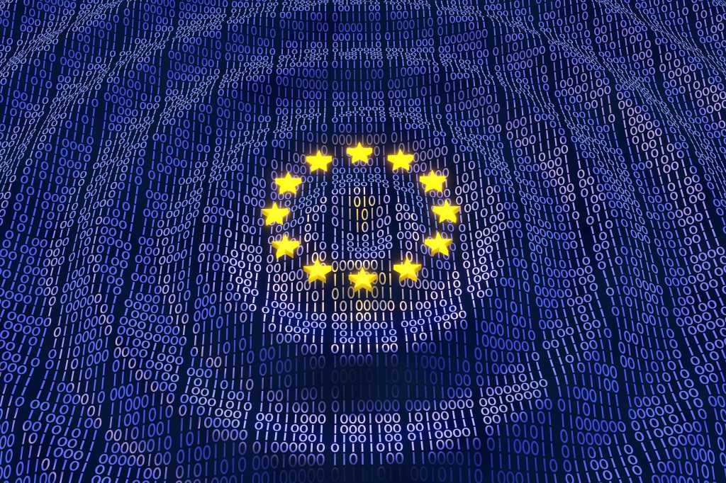 Binary flag of the European Union showing a ripple effect.