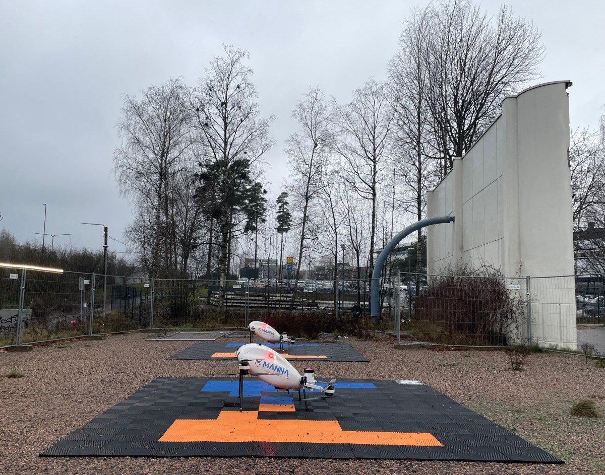 Huuva, Manna and Wolt partnership - Espoo, Finland - November 2025 - drones