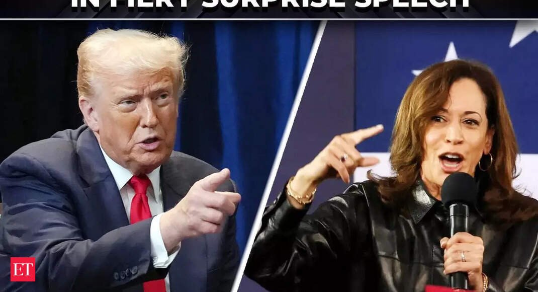 'We refuse to kneel before tyrant': Kamala Harris UNLEASHES on Trump at California 'Yes on 50' rally - The Economic Times Video