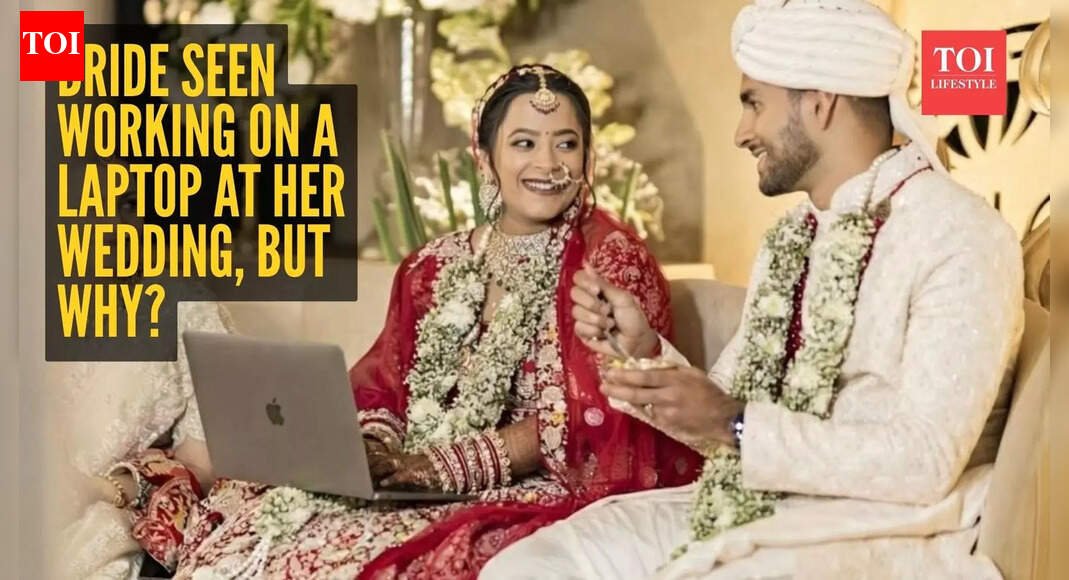 Bride seen working on a laptop at her wedding, but why? Here’s the viral incident |