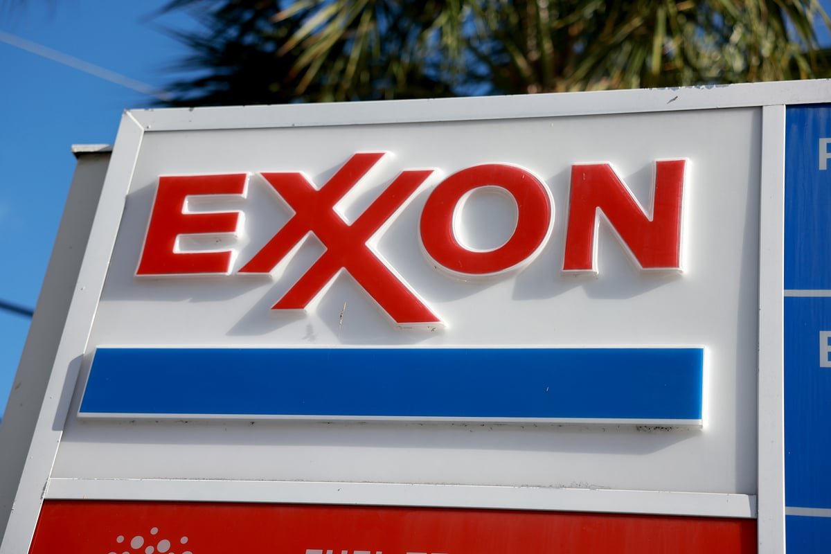 Exxon's logo on a sign.