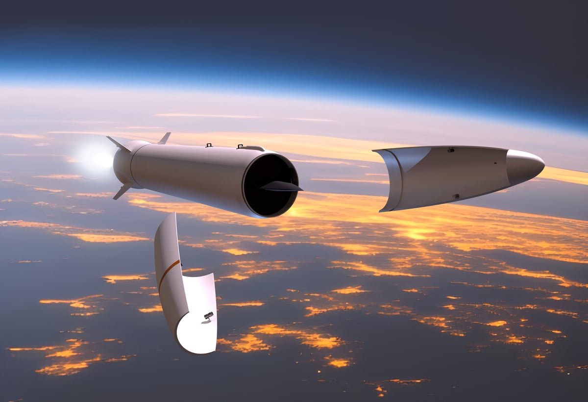 A rocket over the Earth.
