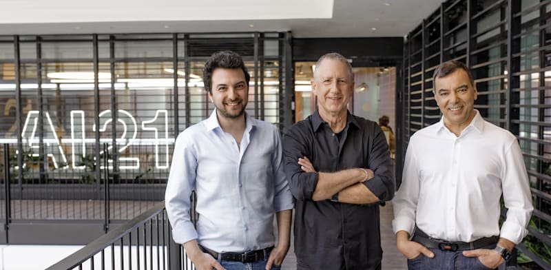 AI21 Labs founders Amnon Shashua, Yoav Shaham and Ori Goshen credit: Omer Hacohen