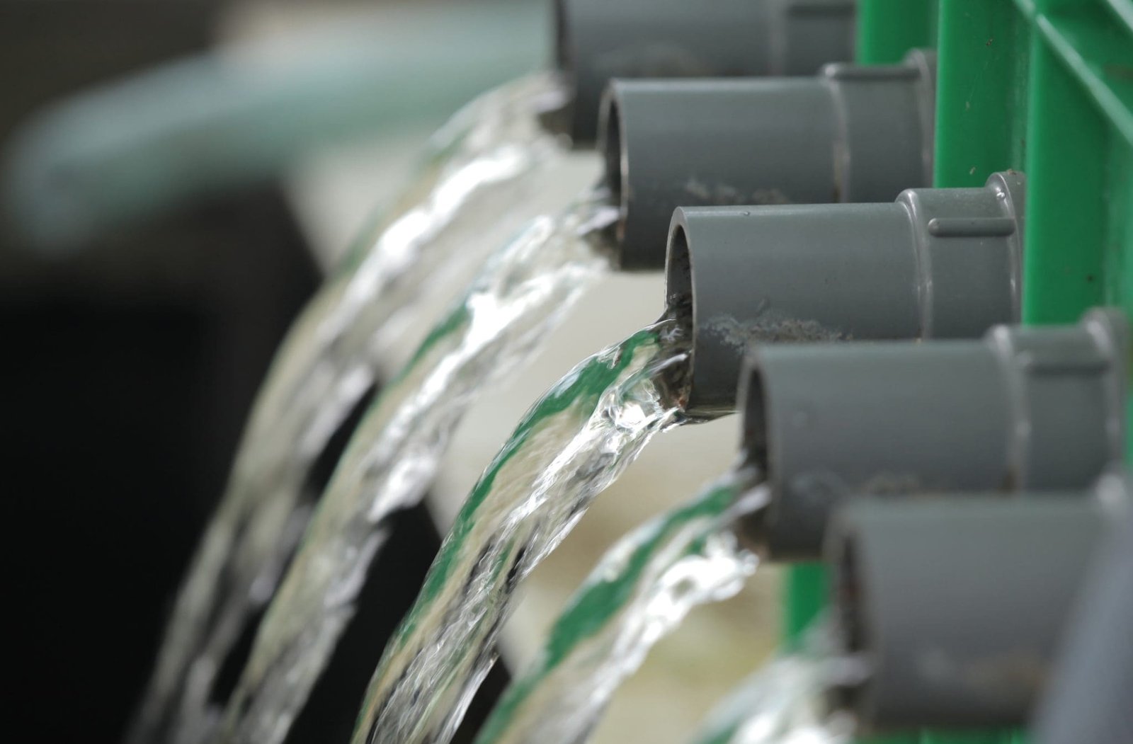 Water flows from a pipe